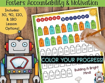 Building Blocks Lesson Tracker | Homeschool Curriculum Progress Chart | 30, 90, 120, 180 Lesson Options