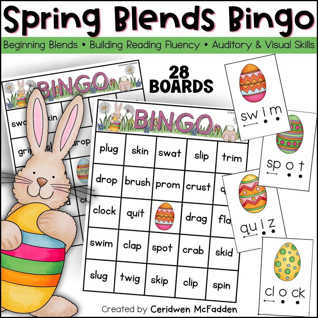 Beginning Blends Bingo Printable | Spring Phonics Game for Kindergarten ...