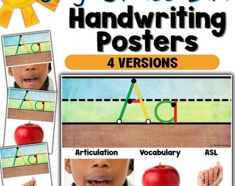 Alphabet Posters Bundle | Handwriting Posters, ASL Alphabet Posters, Letter Formation Wall, Speech Therapy & Homeschool Printable