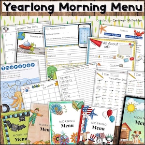 Morning Menu - 80 Pages | Morning Binder for Kids | Yearlong Morning Work | Kindergarten, First Grade, Second Grade | Homeschool Routine image 1