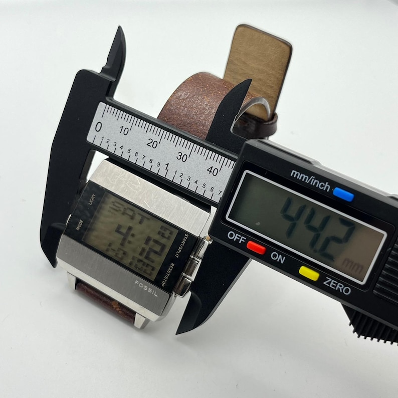 Fossil JR-9120 Big Tic Digital Watch Stainless Steel Brown Leather Strap Retro image 10