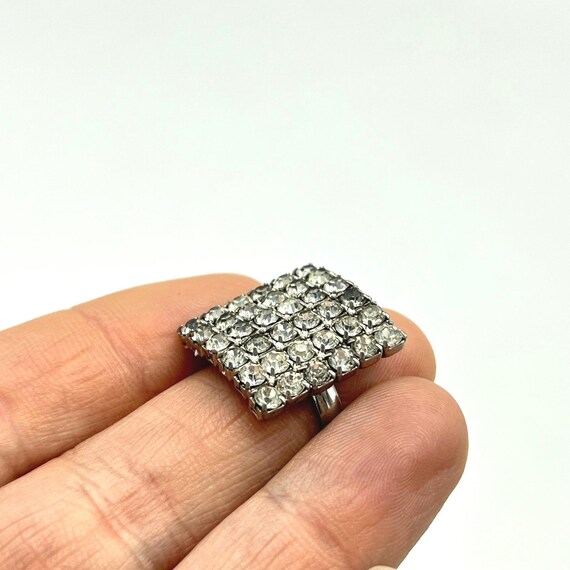 Sparkling Square Rhinestone Pave Statement Ring A… - image 5