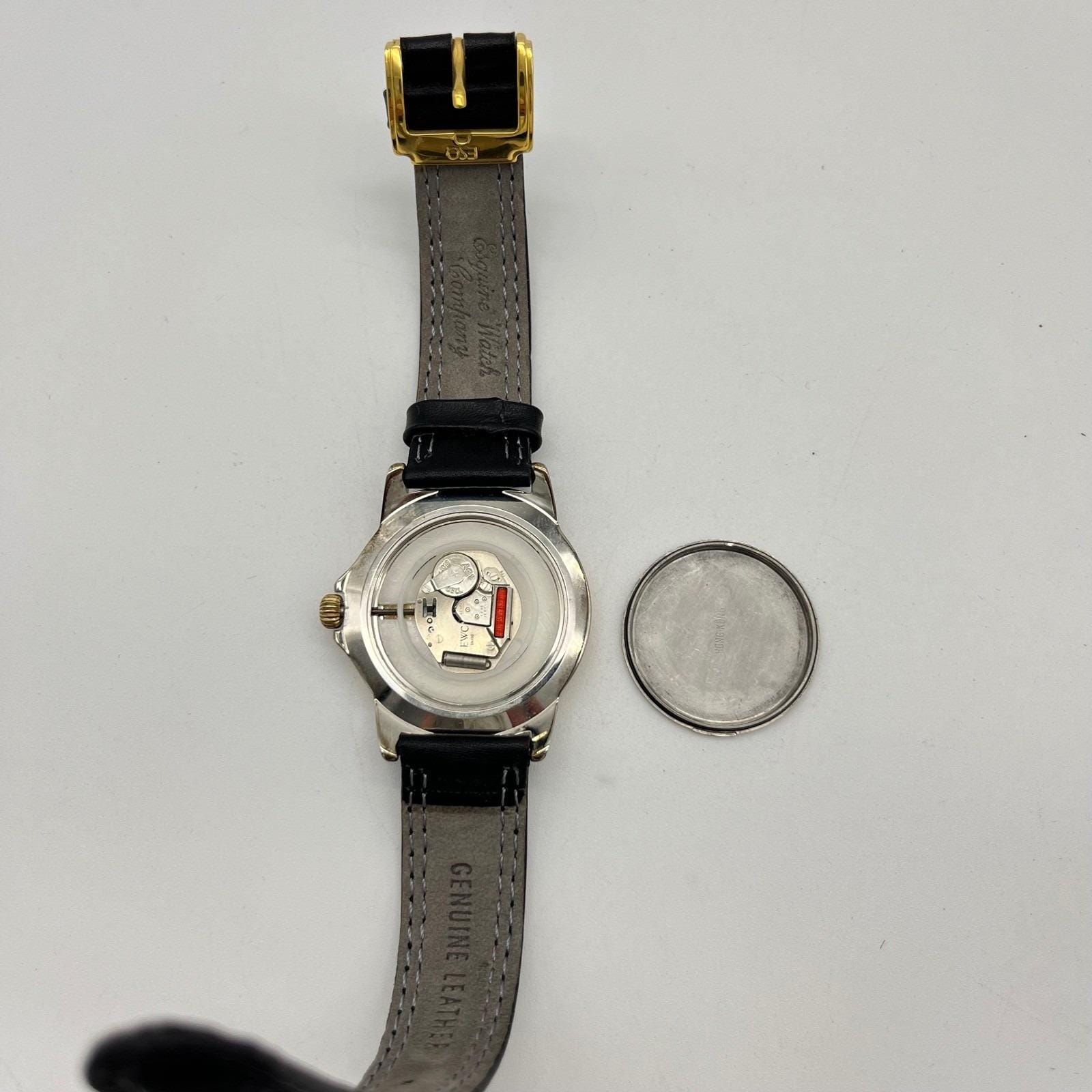 ESQ Swiss Gold Tone Golf Ball Ladies Watch Black Leather Band Quartz New Battery ESQ Swiss Gold Tone Golf Ball Ladies Watch Black Leather  main image 3