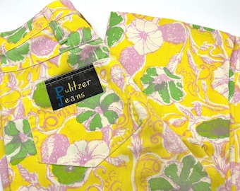 Pantalones cortos vintage raros de Pulitzer con estampado floral en amarillo, rosa y verde