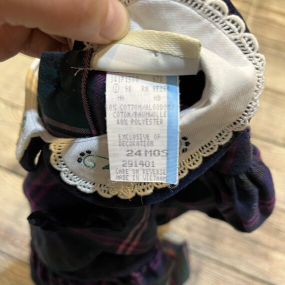 Baby Togs Childrenswear Plaid Dress 24 Months Purple Green Velvet Trim View 6