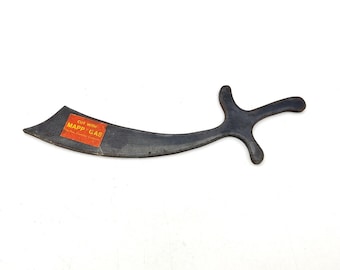 Vintage Dow Chemical MAPP GAS Metal Scimitar Letter Opener Miniature Sword 7.5"