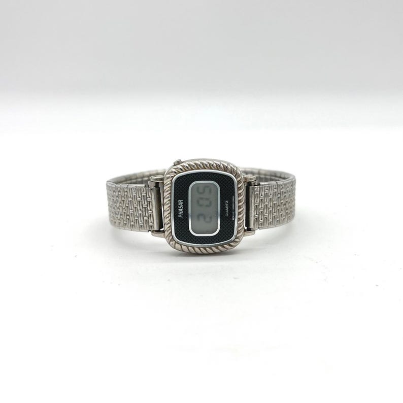 Phasar Digital Watch Sears Roebuck Y450-4290 Silver Tone Rope Bezel Vintage image 3