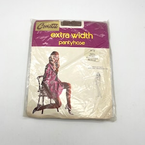 Comette Extra Width Pantyhose Plus Size Vintage Stockings Tights 2X 850 Taupe
