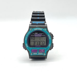 Vintage Timex Ironman Triathlon Indiglo Digital Watch Teal Purple 8 Lap 760 Bild 1
