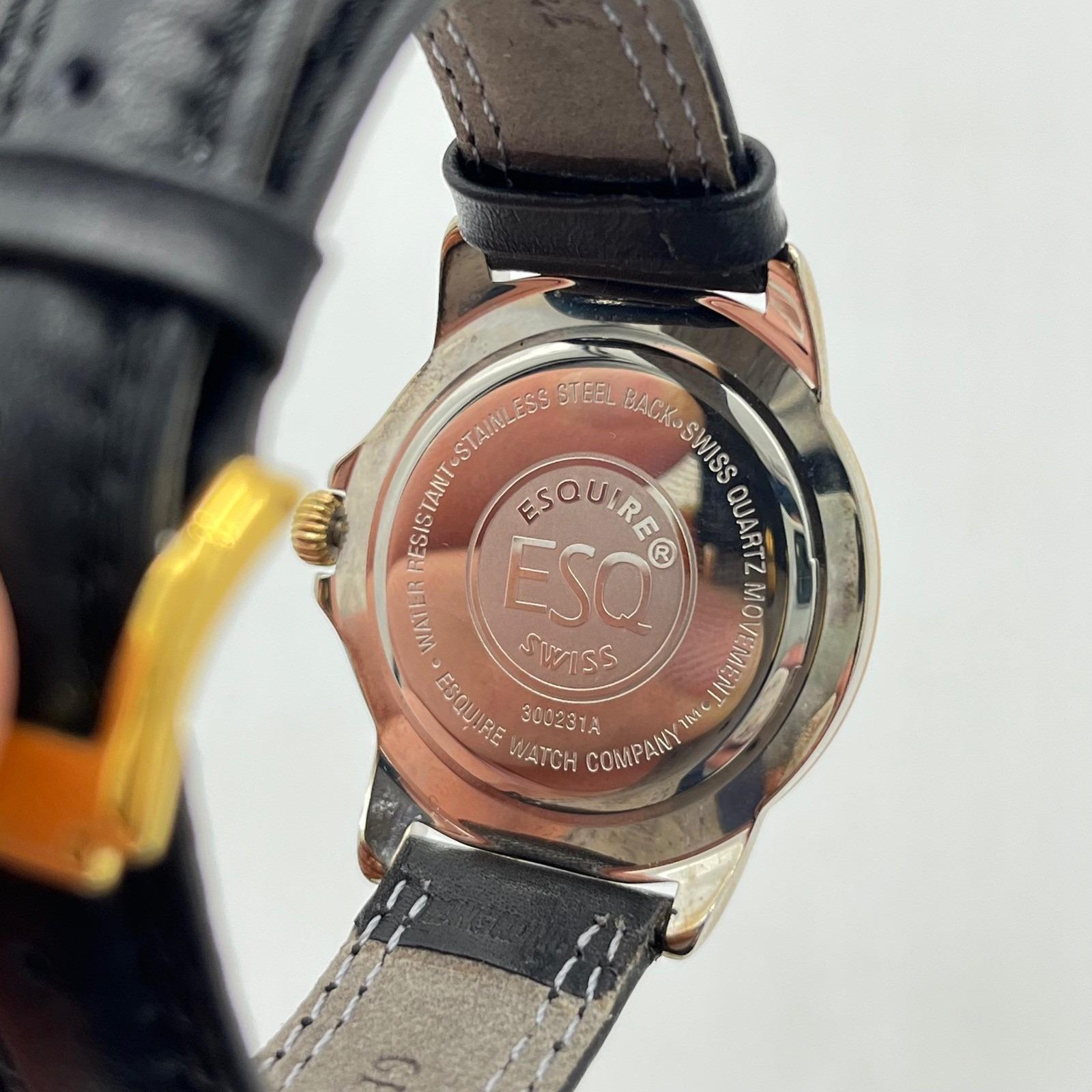 ESQ Movado Golf Ball Ladies Watch Gold Tone Black Leather Swiss Quartz ESQ Swiss Gold Tone Golf Ball Ladies Watch Black Leather  main image 3