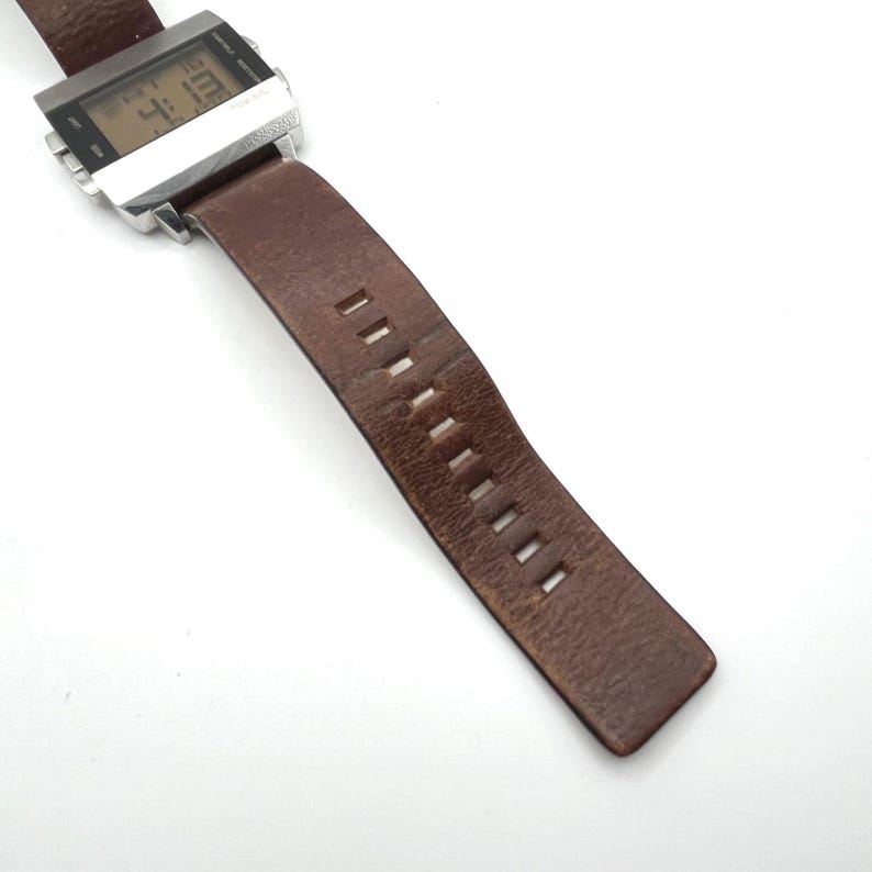 Fossil JR-9120 Big Tic Digital Watch Stainless Steel Brown Leather Strap Retro image 14