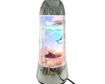 Vintage Rabbit Tanaka Rotating Motion Fish Aquarium Night Light Lamp