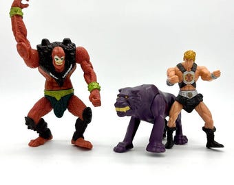 Masters of the Universe Vintage Action Figures Beast Man He-Man Panthor MOTU Toy