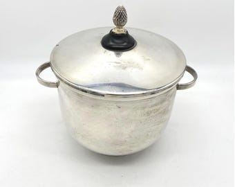 English Silver Mfg Corp Vintage Silver Plate Ice Bucket Pineapple Finial USA