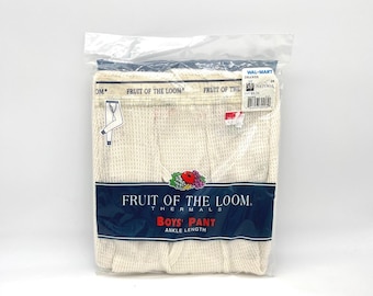 1999 Fruit of the Loom Thermals Boys Pant XS Natural Waffle Knit Long Johns