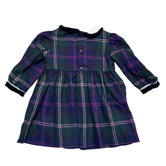 Baby Togs Childrenswear Plaid Dress 24 Months Purple Green Velvet Trim View 2