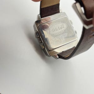 Fossil JR-9120 Big Tic Digital Watch Stainless Steel Brown Leather Strap Retro image 9