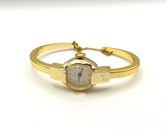 Vintage Timex Gold Tone Bangle Bracelet Cocktail Watch Manual Wind Mechanical