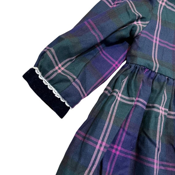 Baby Togs Childrenswear Plaid Dress 24 Months Purple Green Velvet Trim View 3