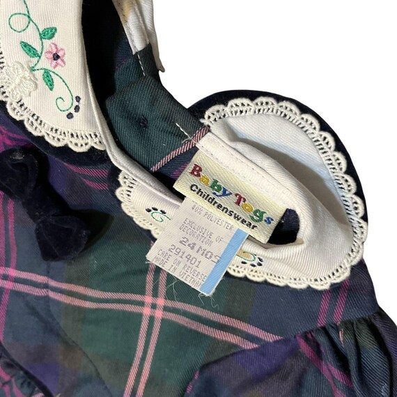 Baby Togs Childrenswear Plaid Dress 24 Months Purple Green Velvet Trim View 5