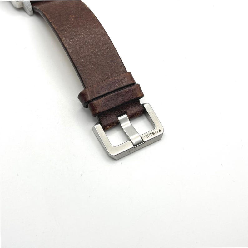 Fossil JR-9120 Big Tic Digital Watch Stainless Steel Brown Leather Strap Retro image 17