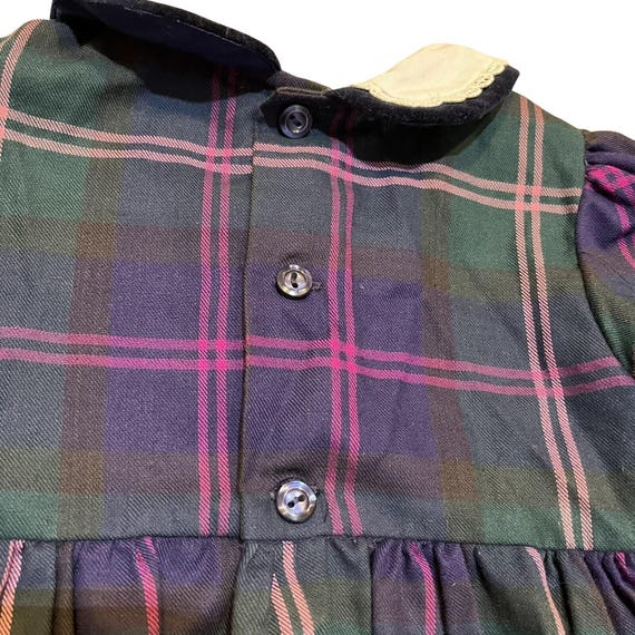 Baby Togs Childrenswear Plaid Dress 24 Months Purple Green Velvet Trim View 4