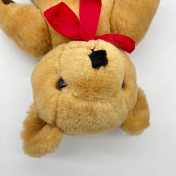 Vintage Classic Teddy Bear Plush Toy Red Ribbon Stuffed Animal