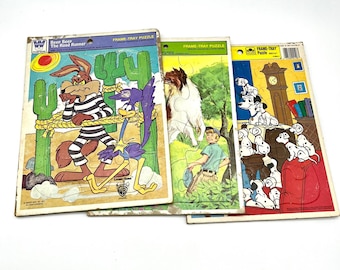 Whitman Golden Frame Tray Puzzles Lot of 3 Vintage Childrens Puzzles
