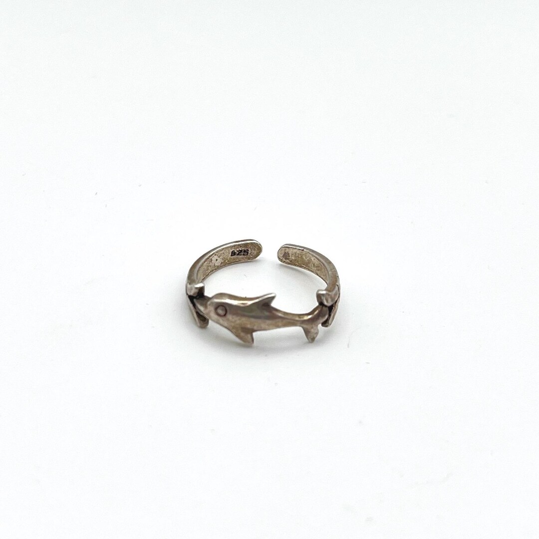 925 Sterling Silver Dolphin Toe Ring Adjustable Wrap Around Band Size 2 ...