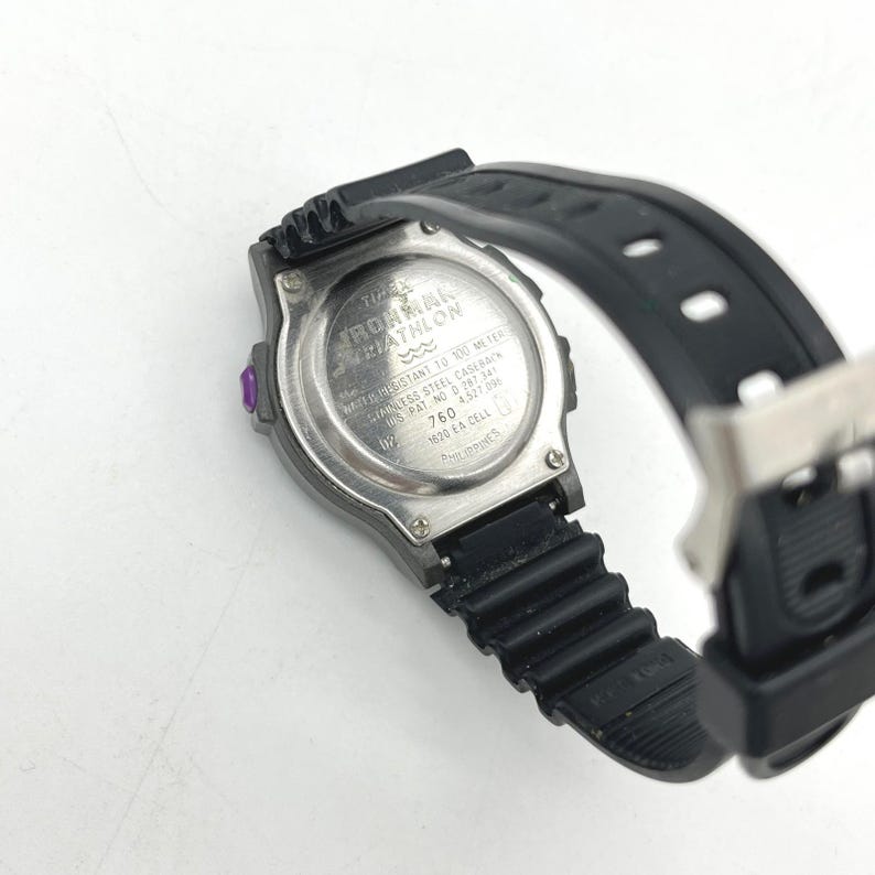 Vintage Timex Ironman Triathlon Indiglo Digital Watch Teal Purple 8 Lap 760 Bild 7