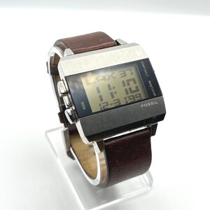Fossil JR-9120 Big Tic Digital Watch Stainless Steel Brown Leather Strap Retro image 4