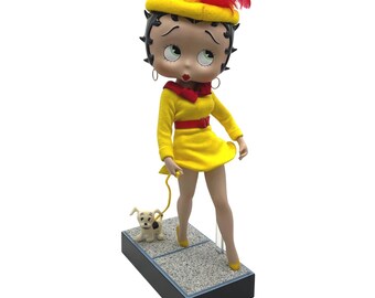 Danbury Mint Betty Boop Porcelain Doll Walking Pudgy Dog Yellow Dress