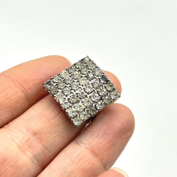 Sparkling Square Rhinestone Pave Statement Ring A… - image 4