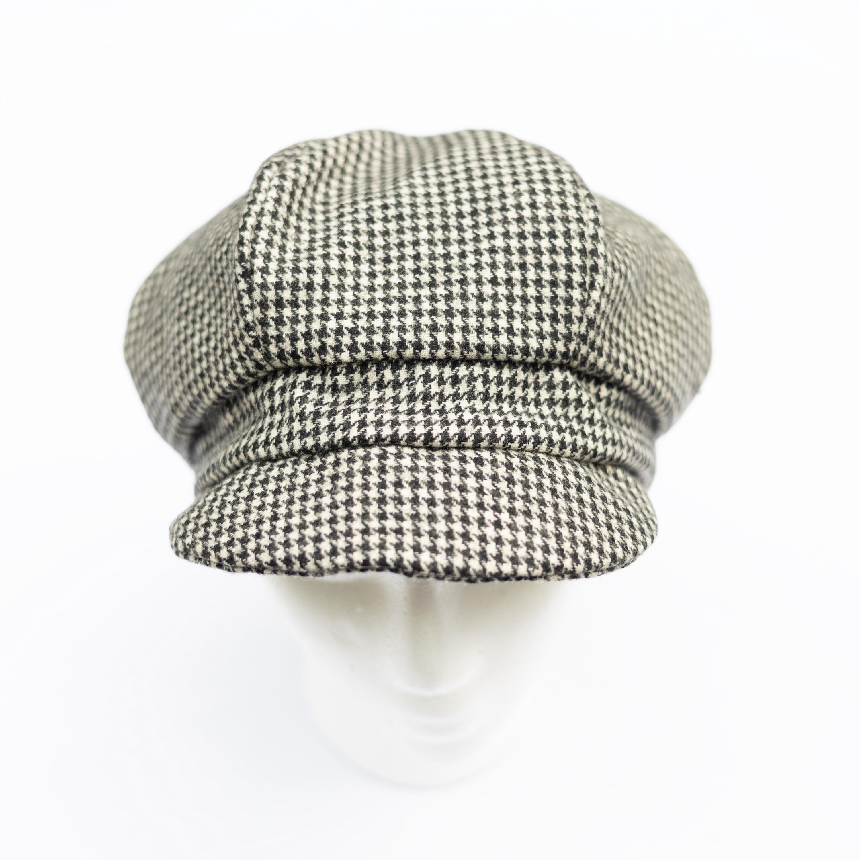 Upcycled Wool and Cotton Houndstooth Newsboy Cap - Etsy display picture 2