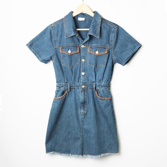 white christmas dresses Vintage 1970s Denim Dress / Cross Back Straps / Made in Italy / M – Sarah &  Ludo