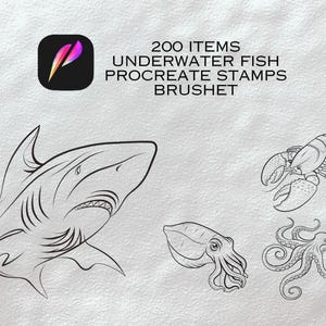200 Underwater Fish Procreate Stamps – Digital Brushes for Ocean Art