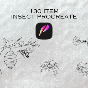130 Insect Procreate Stamps - Bug Line Art, Butterfly, Beetle, and Ant Stamps