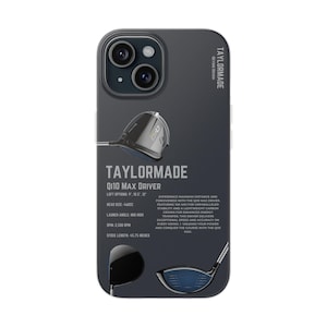 Coque de portable pour golf TaylorMade | Coque esthétique pour iPhone 15/14/13 Pro Max pour club de golf | Cadeau de golf pour homme | Accessoire pour amateur de golf | Golf Coque et skin iPhone