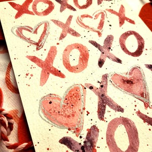 Entrega local disponible: tarjeta de San Valentín/aniversario en acuarela: XOXHearts, abrazos y besos, nota sincera, ¡DOS opciones!