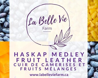 Haskap Medley Fruit Leather (100% pure fruit, no added sugar)