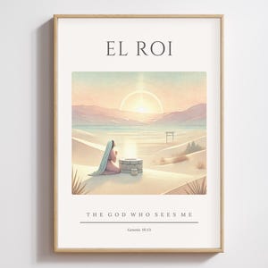 El Roi Poster, Hebrew Name of God Wall Art, Genesis 16:13 Bible Verse, El Roi Art Print, Inspirational Scripture Decor, Christian Digital