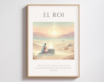 El Roi Poster, Hebräischer Name Gottes Wandkunst, Genesis 16:13 Bibel Vers, El Roi Kunstdruck, Inspirational Scripture Decor, Christian Digital