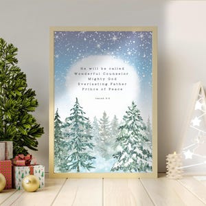 Isaiah 9:6 Wall Decor, Christmas Scripture Poster, Holiday Bible Scripture Print, Christian Christmas Wall Art, Prince of Peace Printable
