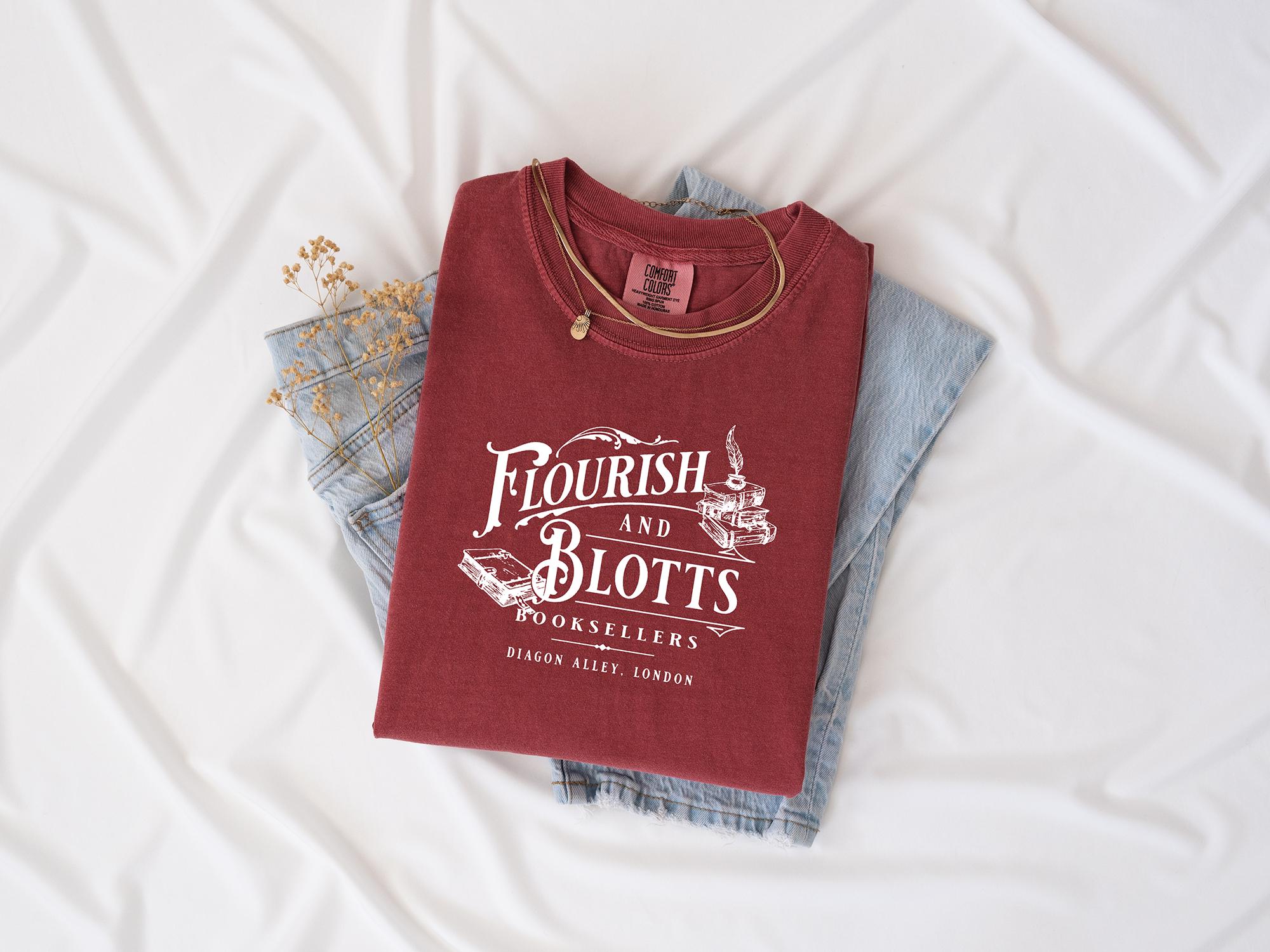 Wizard Book Shop T-Shirt, Wizard Lover Gift, HP Fan Gift, Flourish and Blotts Shirt, Bookworm Shirt, Universal Magical Family Trip Shirt