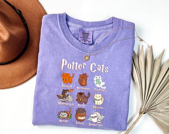 Comfort Colors® Potter Cat Shirt, Funny Cats Shirt, HP Lover Gift, Hp Fall Gift, HP Fall Shirt,  Universal Studios Trip Shirt,  Wizard Lover