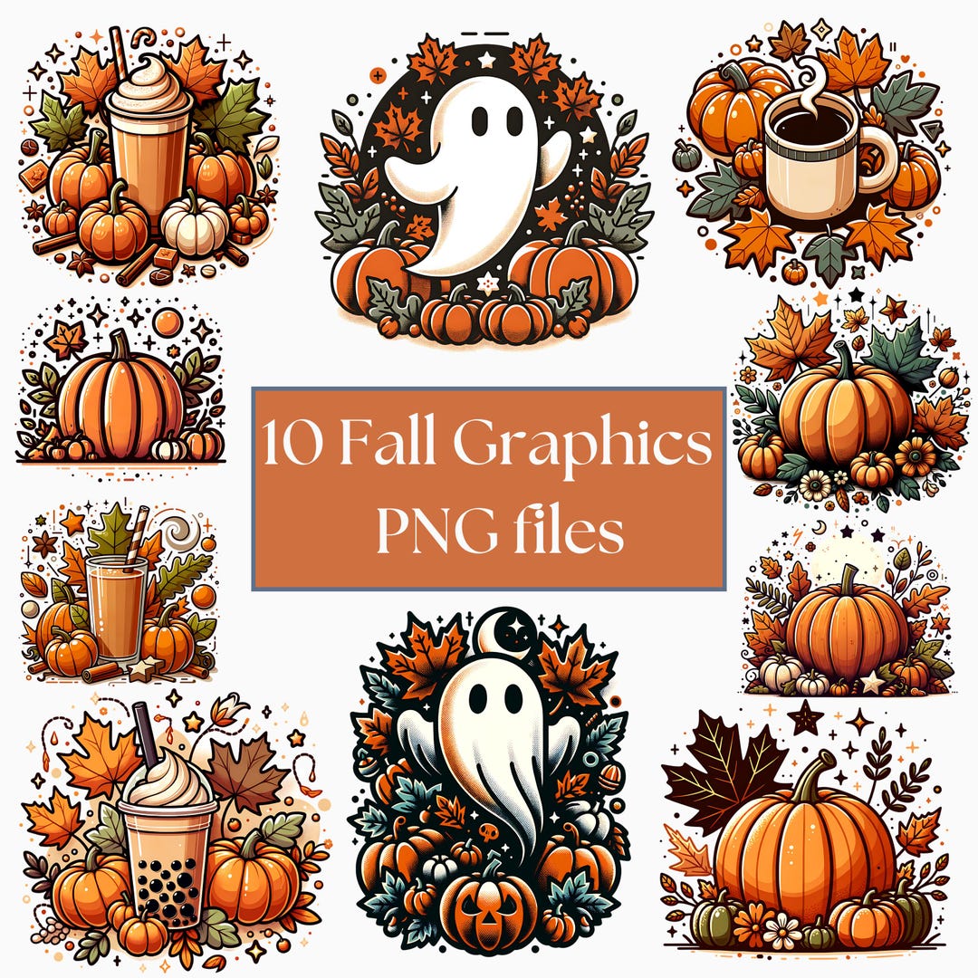 Hi Fall Graphics 10 Retro Fall Graphics Bundle, Fall Drink Png, Sublimation Design ...
