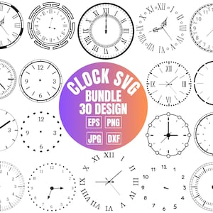 Pacote SVG DE MOSTRADOR DE RELÓGIO, Decalque de mostrador de relógio, Clipart de mostrador de relógio, Mostrador de relógio Svg para Cricut, Arquivos de corte Svg de mostrador de relógio, Silhueta de mostrador de relógio
