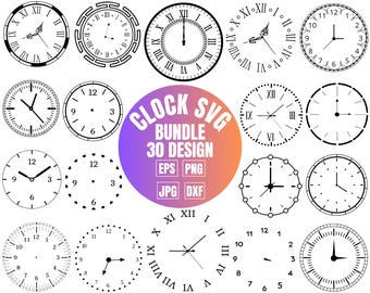 時計の文字盤 SVG バンドル、時計の文字盤デカール、時計の文字盤クリップアート、Cricut 用時計の文字盤 SVG、時計の文字盤 SVG カット ファイル、時計の文字盤シルエット