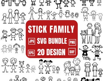 Stick Family SVG Bundle, Stick Family cut files,Stick Figure Svg, Stick Family clipart,Stick People SVG, Stick date svg, Line Art svg cricut