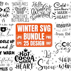 Winter SVG Bundle, Weihnachtssvg, Santa svg, Hallo Winter svg, Weihnachtszitat svg, Schneemann SVG, Winterzitat, Vektor, Schneidedateien für Cricut